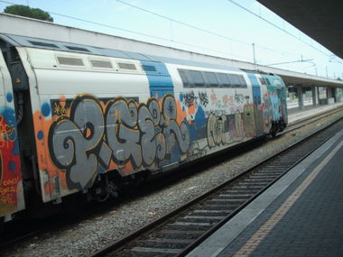 Graffiti Train in Rome - Photo by COLLECTOR - Pager, Rome, Italy (2010)