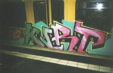 Graffiti Train in Berlin - Photo by COLLECTOR - Kirt, DGB, RHS (2003)