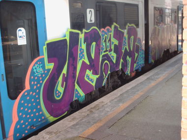Graffiti Train in Rome - Photo by COLLECTOR - Rebu, Rome, Italy (2011)