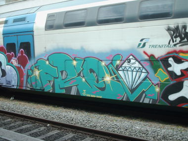 Graffiti Train in Rome - Photo by COLLECTOR - Freo, Rome, Italy (2010)