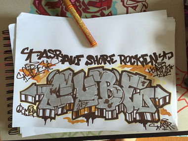Graffiti Sketch - Photo by CUBEONEAKW - ROTZE, MEGA, CUBE (2015)