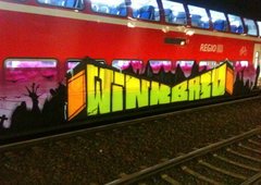 Graffiti Train in Magdeburg - Photo by Candyflip - wink, basd, süd