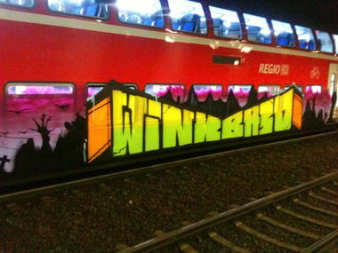 Graffiti Train in Magdeburg - Photo by Candyflip - wink, basd, süd