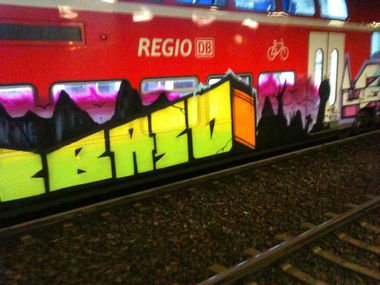 Graffiti Train in Magdeburg - Photo by Candyflip - basd, wink, süd
