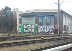 Graffiti Bombing in Braunschweig - Photo by Candyflip - skyr, gimo, rebus