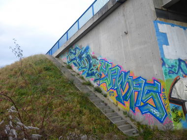 Graffiti Bombing in Magdeburg - Photo by Candyflip - 2fl, zweifel, yamas (2015)
