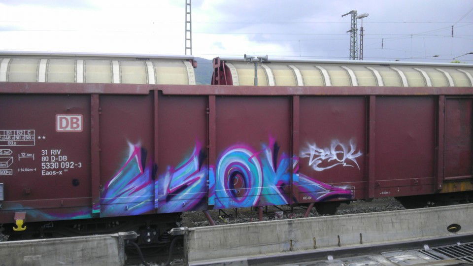 Graffiti Train in Germany - Photo by Chabonaut - Esok, Bsk, Freight (2013)