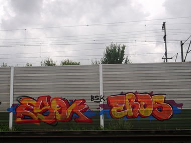 Graffiti Bombing - Photo by Chabonaut - ESOK, EROS, BSK (2013)