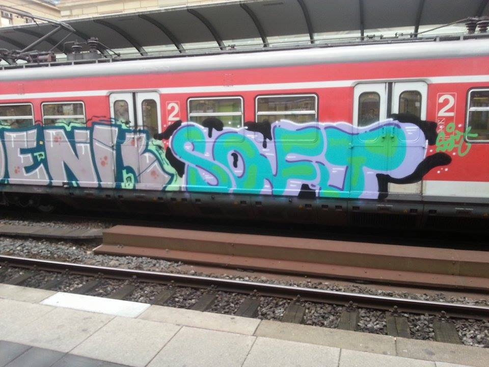 Graffiti Train in Mainz - Photo by Chintz - Soft, Denk, Mainz (2014)