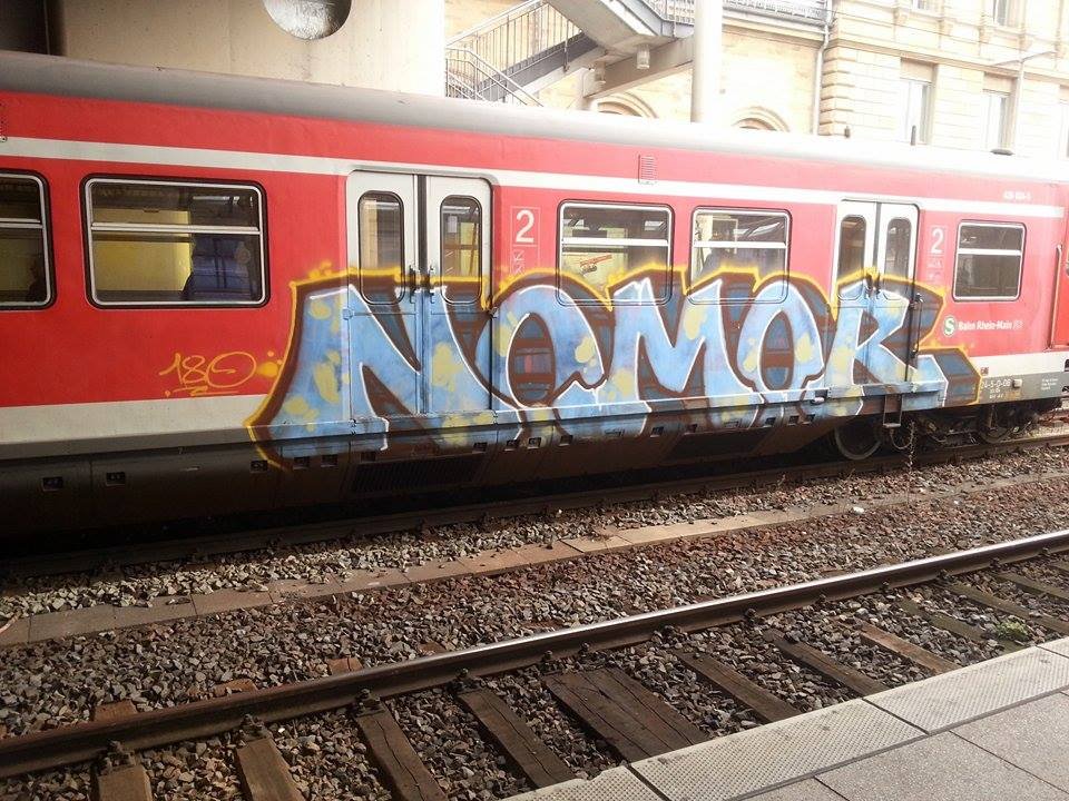 Graffiti Train in Mainz - Photo by Chintz - Nomor, 180, Mainz (2014)
