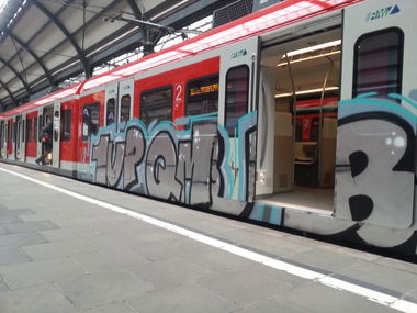 Graffiti Train in Wiesbaden - Photo by Chintz - 1, UP, Mainz (2015)