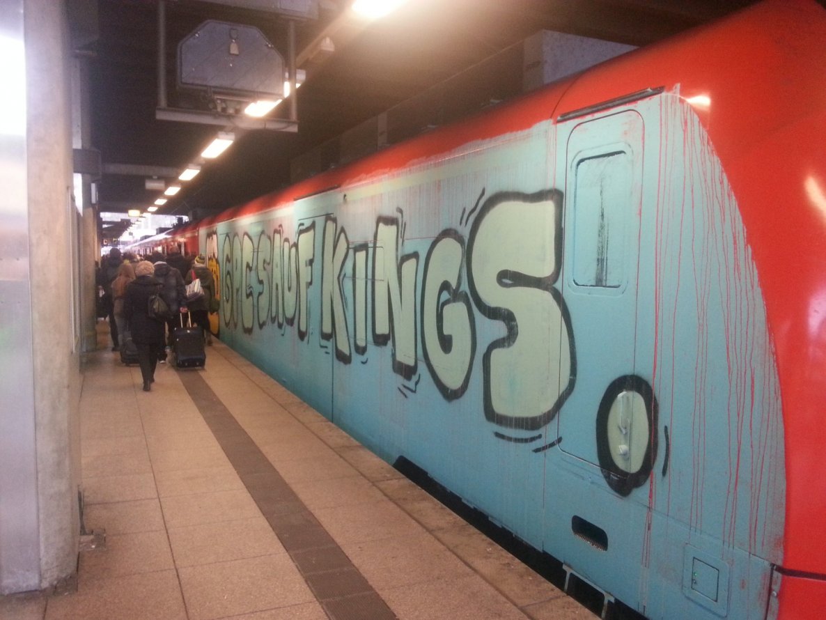 Graffiti Train in Mainz - Photo by Chintz - GPC, Sauf, Kings (2015)