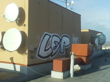 Graffiti Bombing in Ceske Budejovice - Photo by Cokl - Lep, crew, Rooftop (2014)