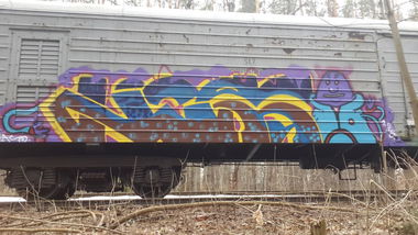 Graffiti Train - Photo by Coler - ucas, ucas, crew (2015)