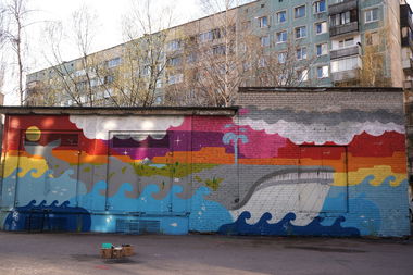 Graffiti Street Art - Photo by Curvalibre - mural, whale, curvalibre (2016)