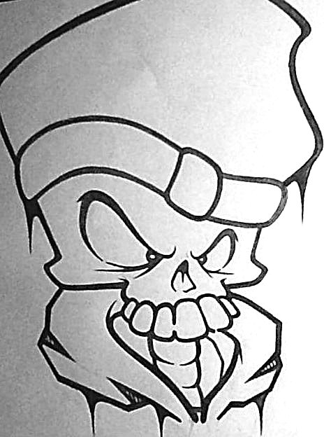 Graffiti Sketch in Niedernhausen - Photo by DEMSO - Skull, Gang, DEMSO (2013)