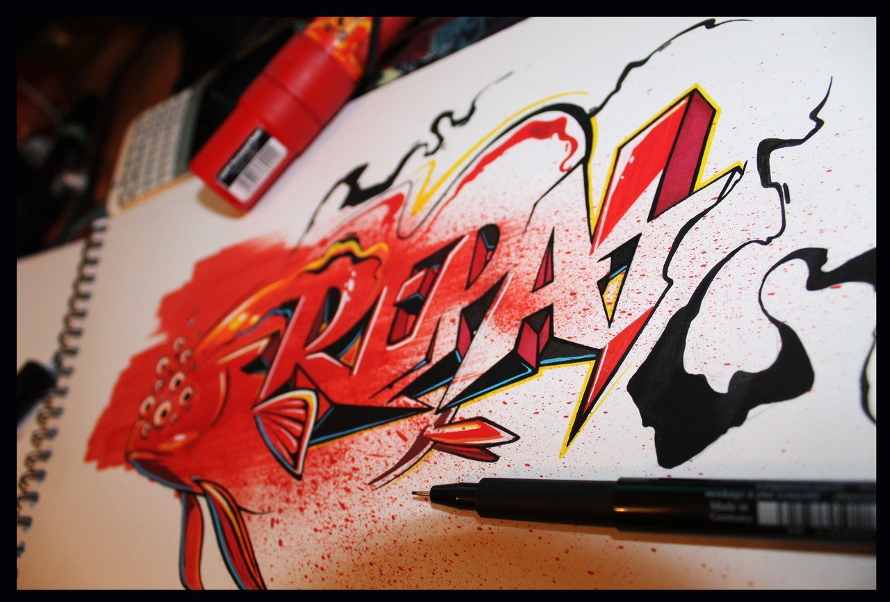 Graffiti Sketch in Almaty - Photo by DMN - Repas, DMN, Sketch (2013)