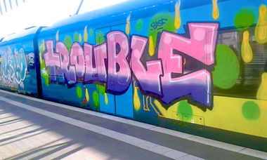 Graffiti Train in Münster - Photo by DOHE - trouble, akro, baer (2015)