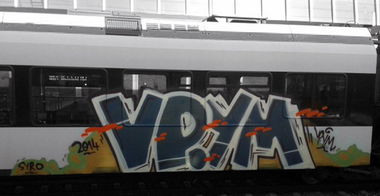 Graffiti Train in Münster - Photo by DOHE - VP, Ym, vpym (2014)