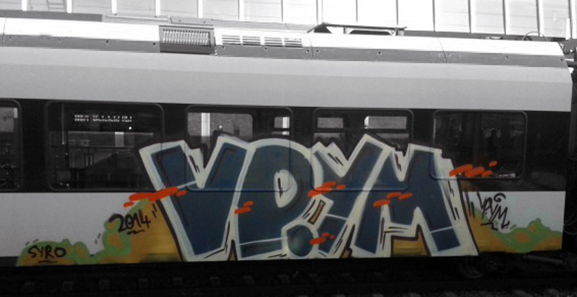 Graffiti Train in Münster - Photo by DOHE - VP, Ym, vpym (2014)