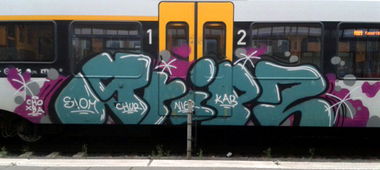 Graffiti Train in Münster - Photo by DOHE - cho, xba, siom (2014)