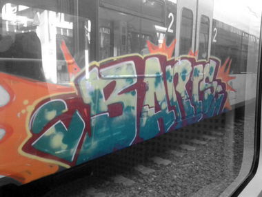 Graffiti Train in Münster - Photo by DOHE - BARIS, tbg, eqt (2014)