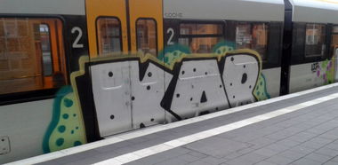 Graffiti Train in Münster - Photo by DOHE - KAR, LOOP, OZ (2014)