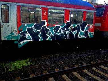 Graffiti Train in Münster - Photo by DOHE - FRUST, EQT, BRUS