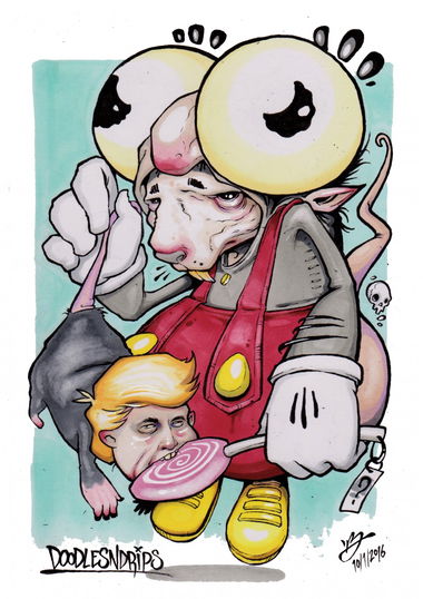 Graffiti Sketch - Photo by DOODLESNDRIPS - donald, trump, mickey
