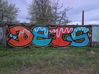 Graffiti Wall - Photo by DTR1 - latvia, trainline, orange (2025)