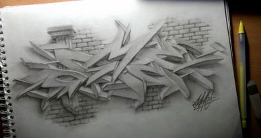 Graffiti Sketch in Saint Petersburg - Photo by Damce - 3d, pensil, damce (2014)
