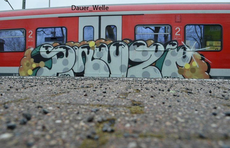 Graffiti Train - Photo by Dauer_Welle - PNUZR, GBR, TAKOS (1996)