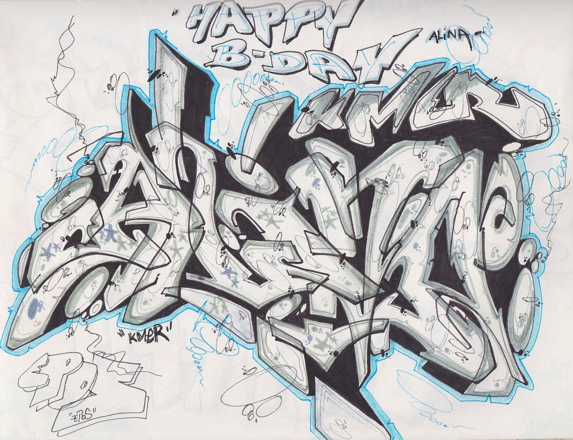 Graffiti Sketch - Photo by DavidWebb - Epos, Kmer, Onar (2000)