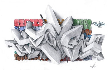 Graffiti Sketch in Velsk - Photo by DawnBF - 3D, sketch, dawn (2013)