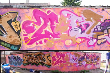 Graffiti Wall - Photo by Des2 - Boss, ASO, Meron (2013)