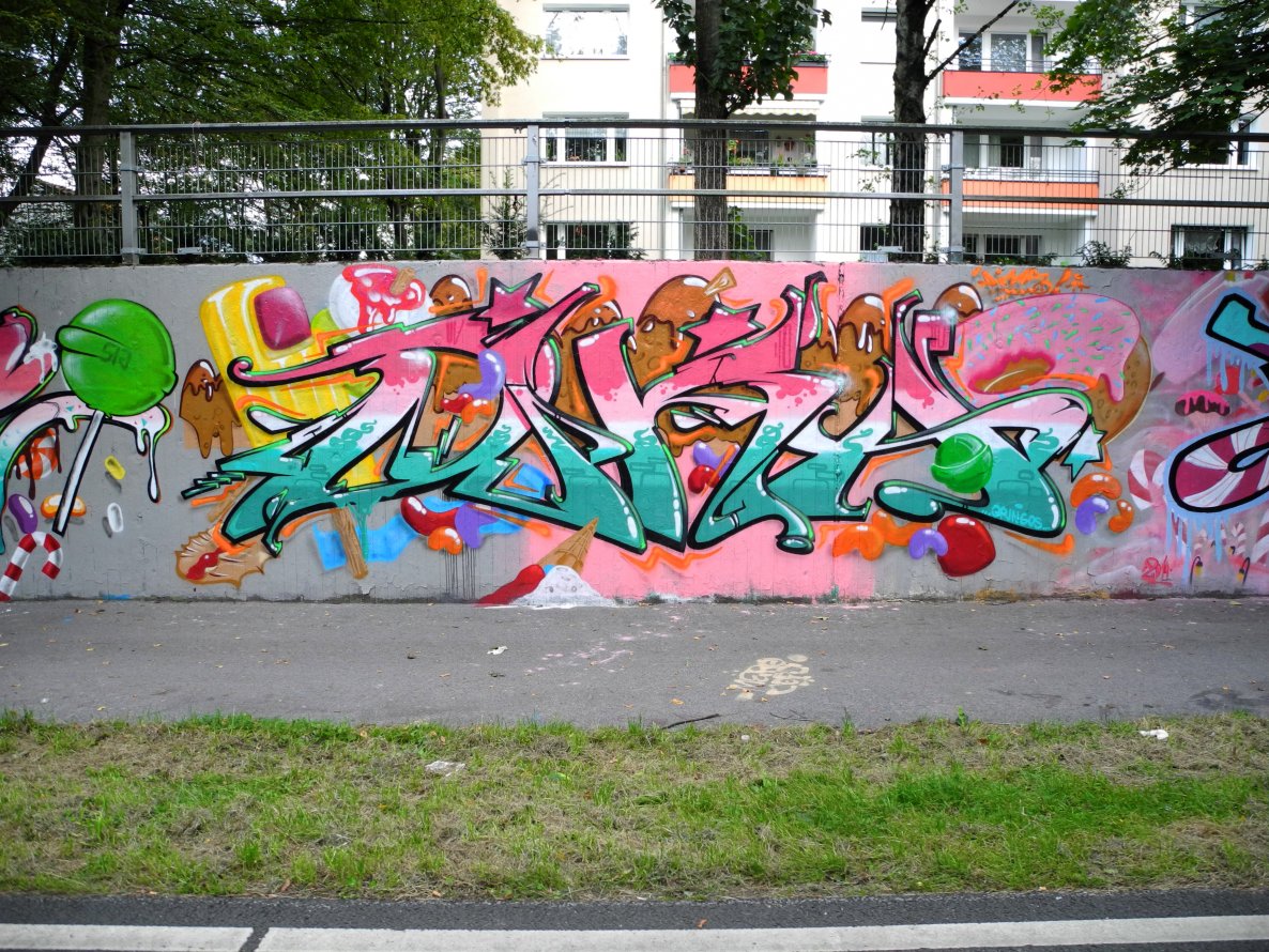 Graffiti Wall in Monheim am Rhein - Photo by DinarUno - Dinar, DinarUno, Candy (2014)