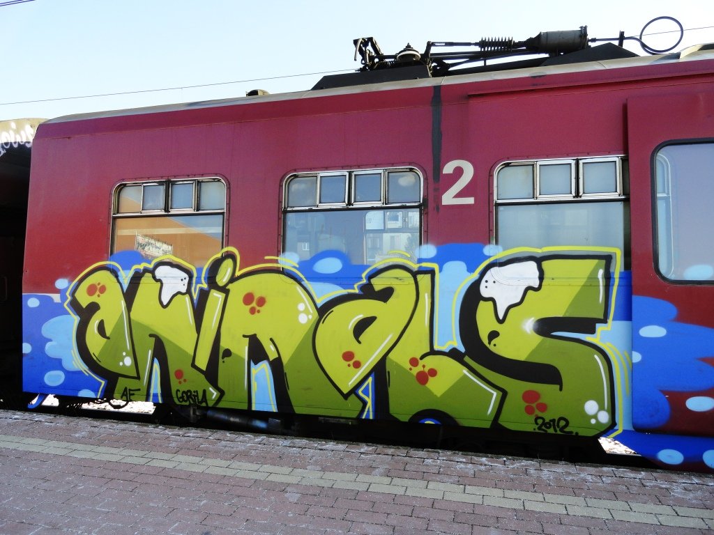Graffiti Train in Les Bons Villers - Photo by Doedelup - af, animals (2012)