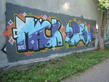 Graffiti Wall in Dusseldorf - Photo by Doedelup - mäck, orsm