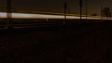 Graffiti Artwork in Dusseldorf - Photo by DoppelWhopper - Trainline, Train, night (2013)