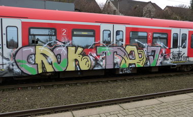 Graffiti Train in Dusseldorf - Photo by DoppelWhopper - Cpuk, Taj, Tajr (2014)