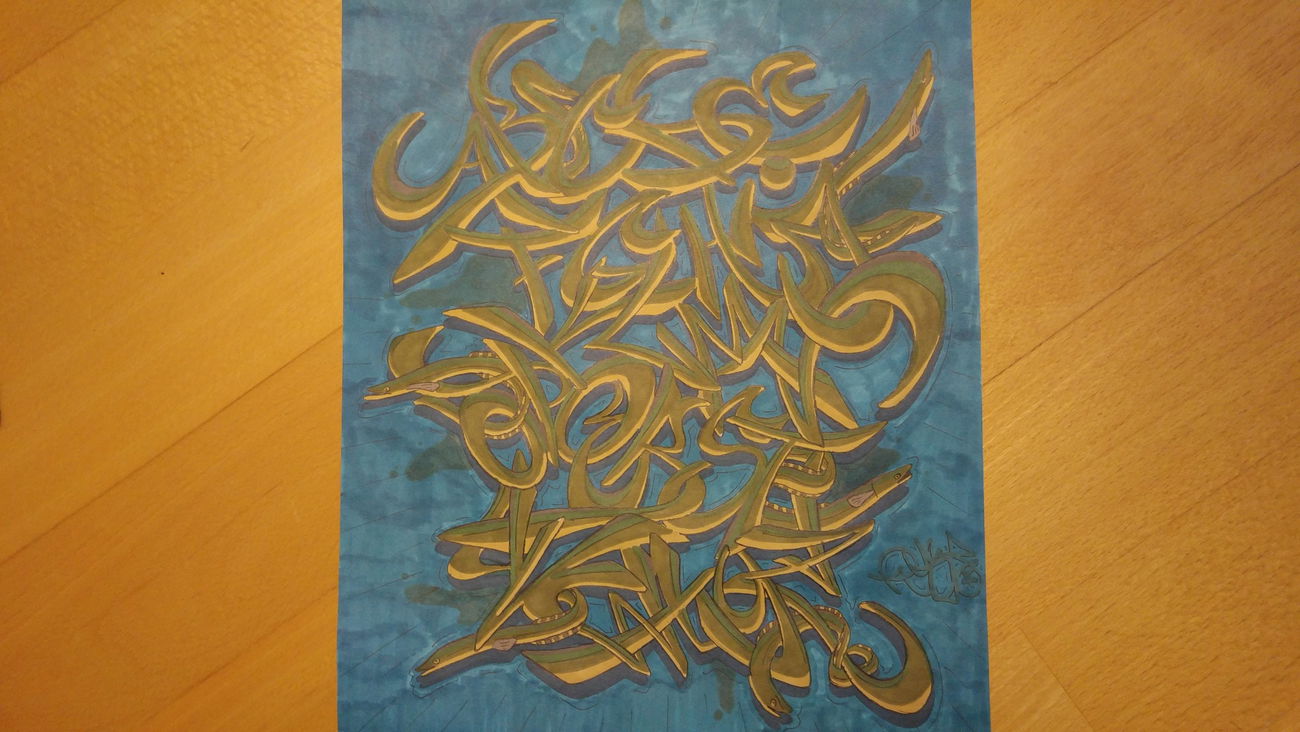 Graffiti Sketch - Photo by Dyst0 - alphabet, snake, acureforwellness (2017)