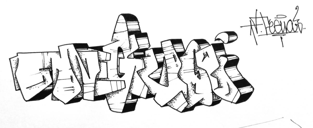Graffiti Sketch in Самара - Photo by Dzugerman - tegua, blackandwhite, dotwork (2018)