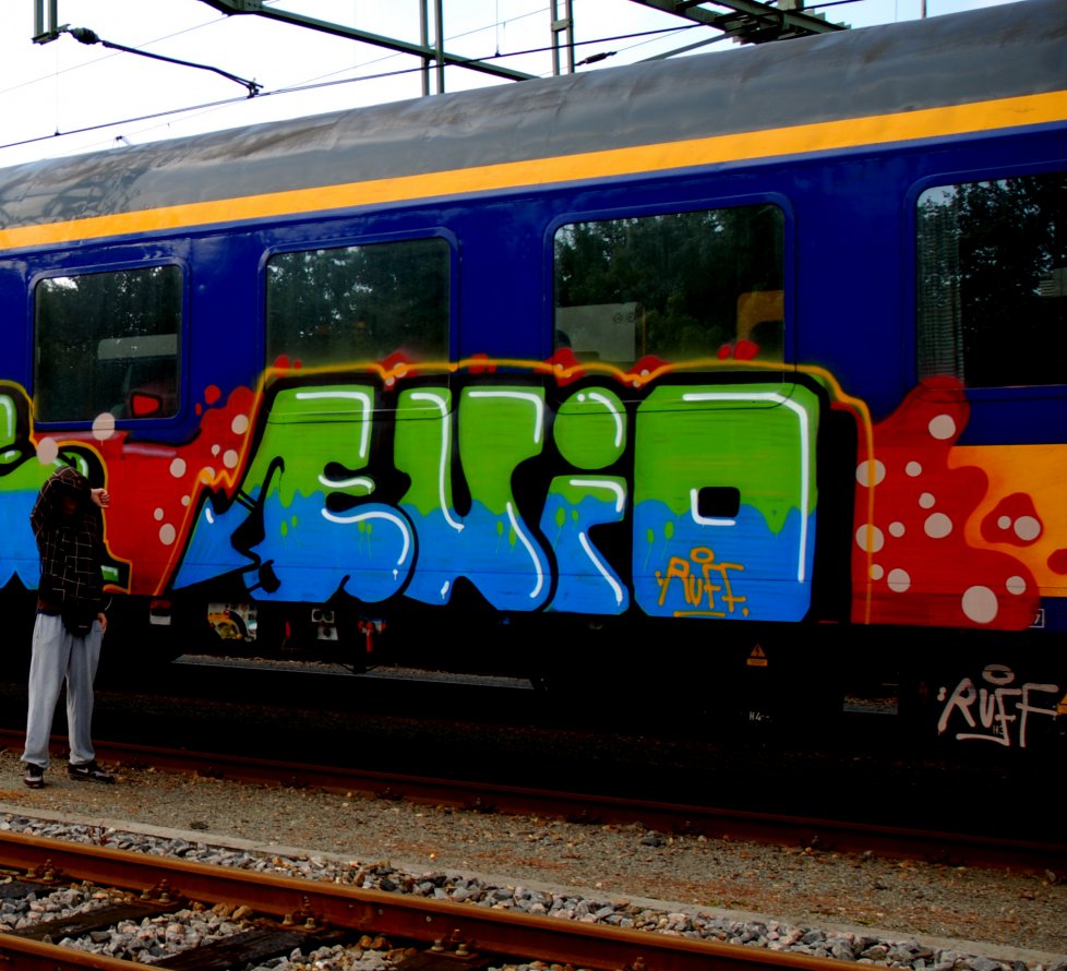 Graffiti Train - Photo by EIGHTBITBANDITS - Enio, RUFF, CREW