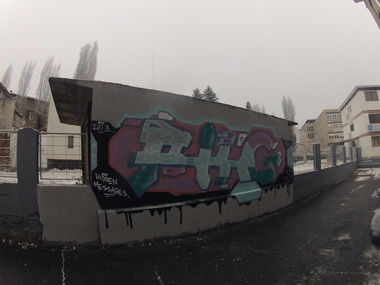 Graffiti Wall in Zagreb - Photo by EcoetwO - PKG, simple, futuristic (2013)