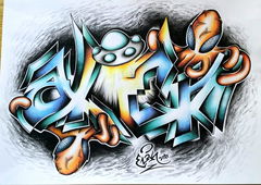 Graffiti Wall in BRNO - Photo by EliK - sketch, battle, alien (2017)