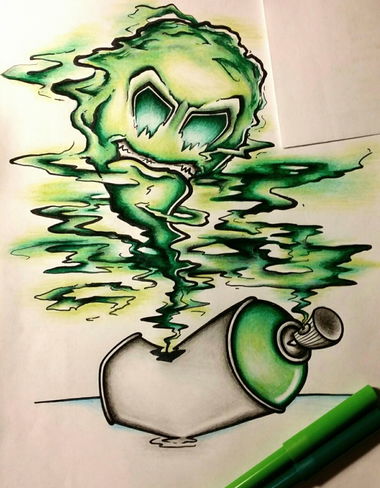 Graffiti Sketch - Photo by EliK - Character, Green, Ghostin