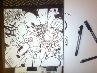 Graffiti Sketch - Photo by Elmooner - Drink, And, Smoke.