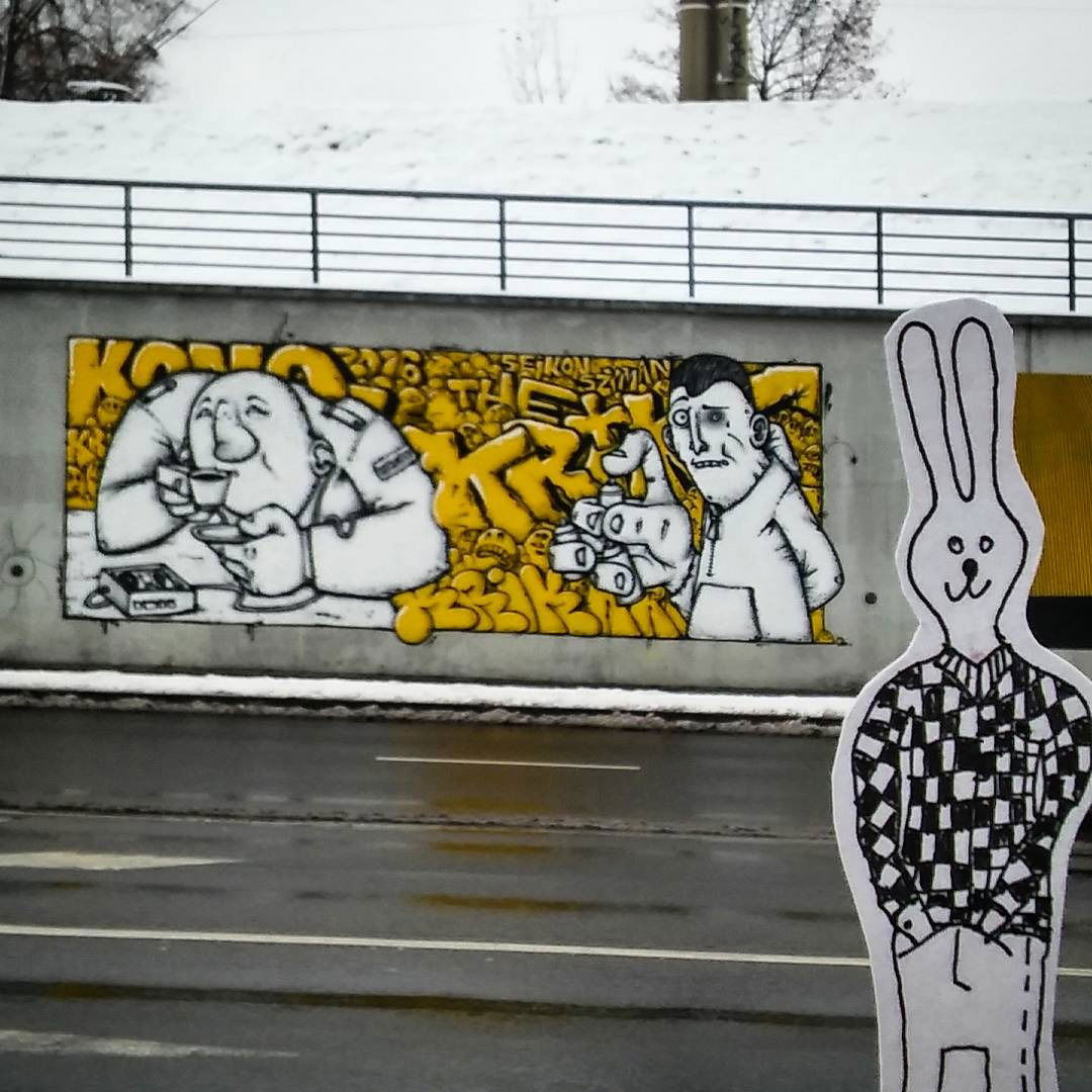 Graffiti Wall in Vilnius - Photo by EvlRabid - vilnius, krikkong (2016)