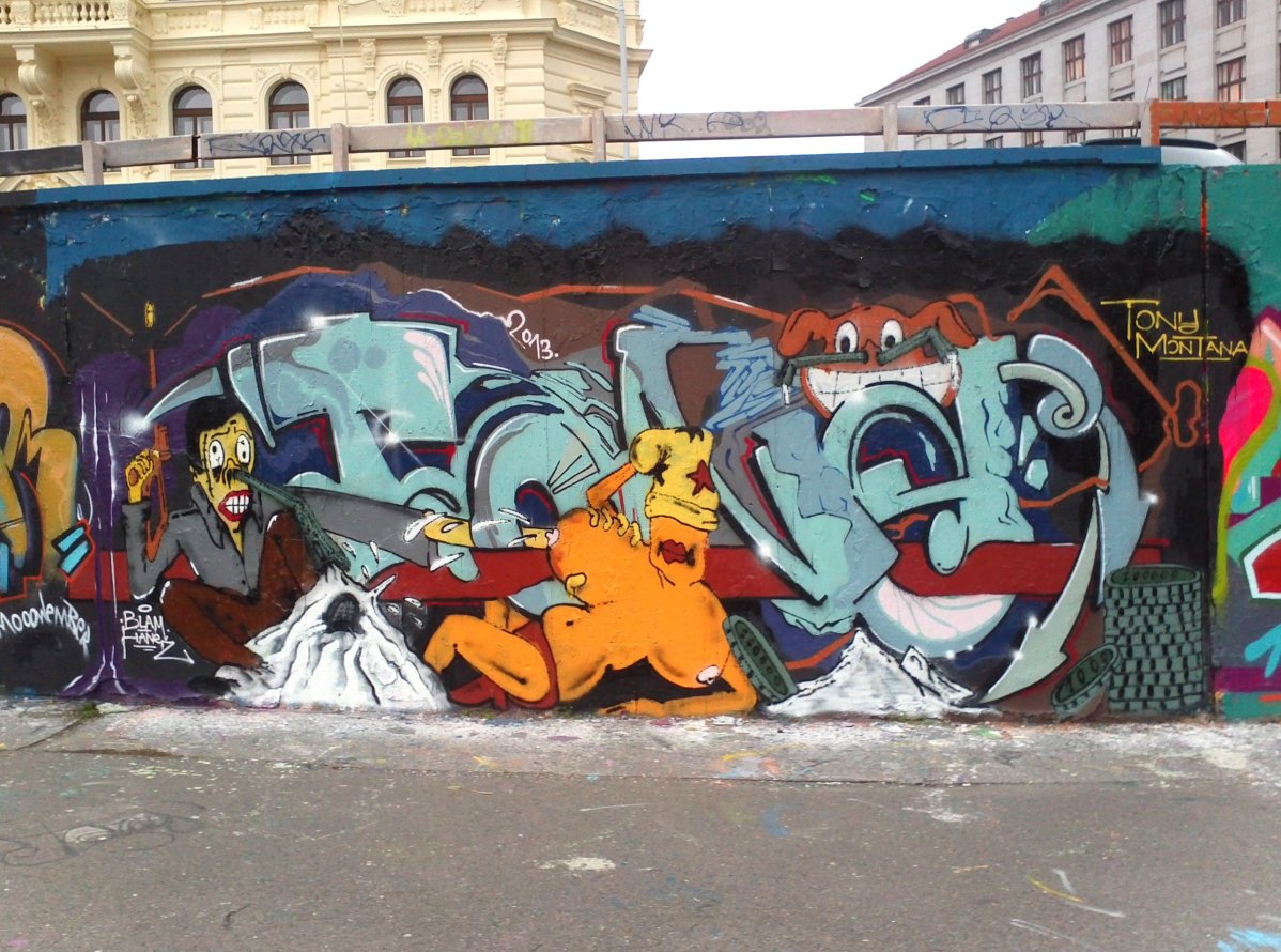 Graffiti Wall in Prague - Photo by Exist333 - Tony, Montana, Hanes