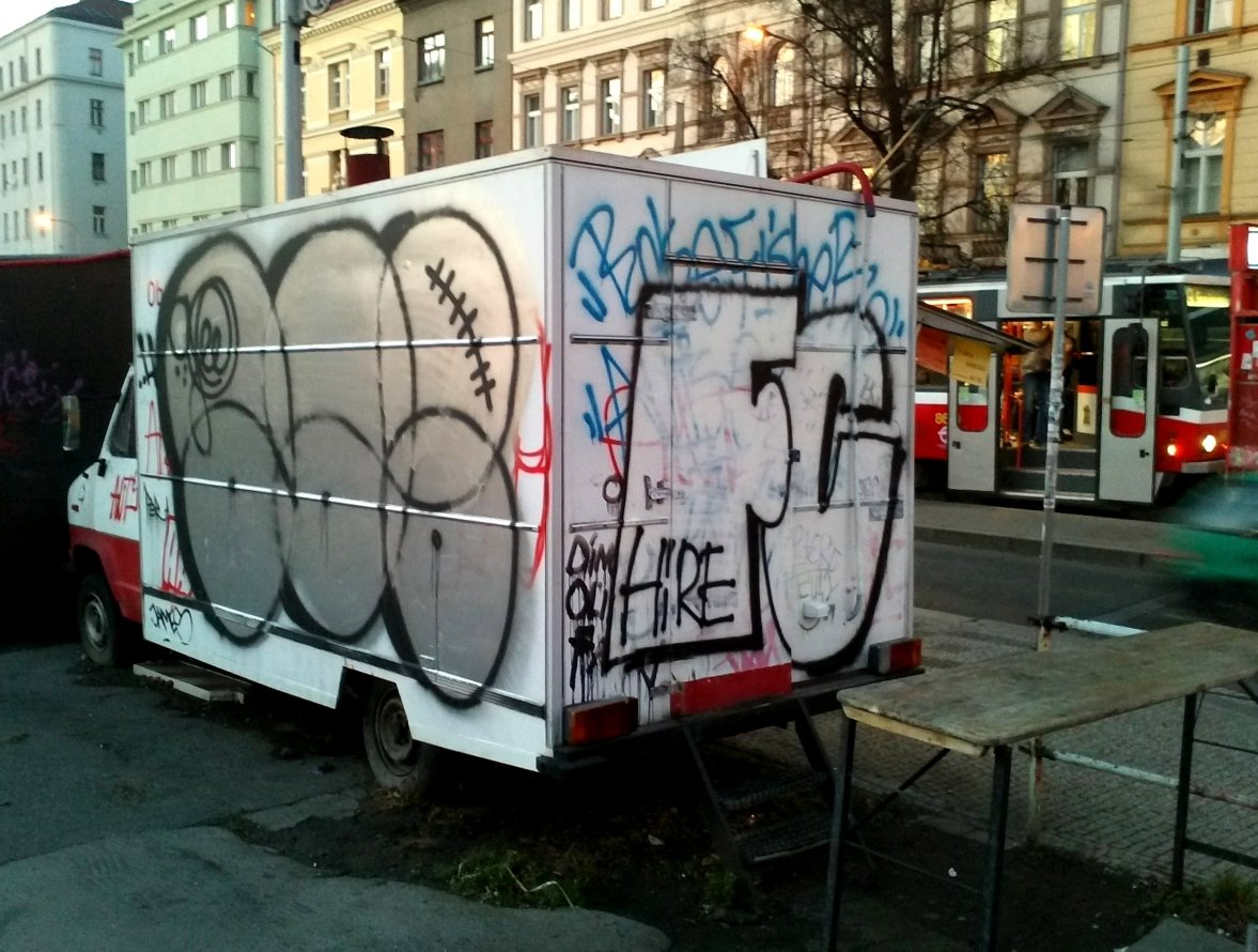 Graffiti Bombing in Prague - Photo by Exist333 - Car, Streets